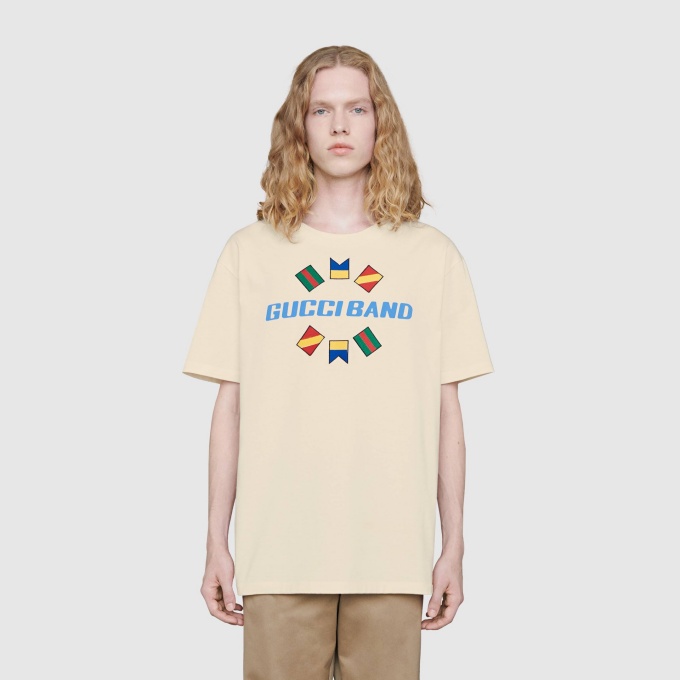 gucci band flag print t-shirt